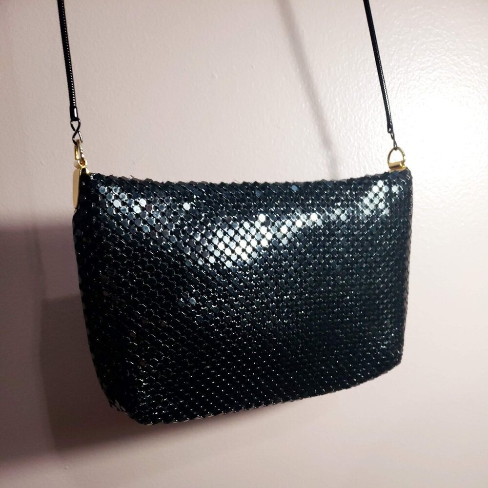 Vintage Black Metal Mesh Crossbody Bag